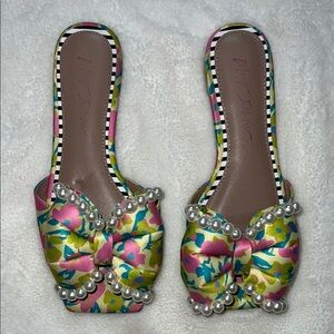 Betsey Johnson Pink and Green Mules with Playful Bow